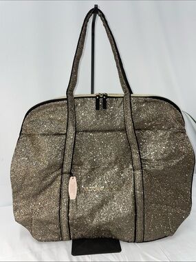 VICTORIA’S SECRET ZIP TOP LARGE EXPANDABLE GLITTER TOTE BAG FTL-05-009